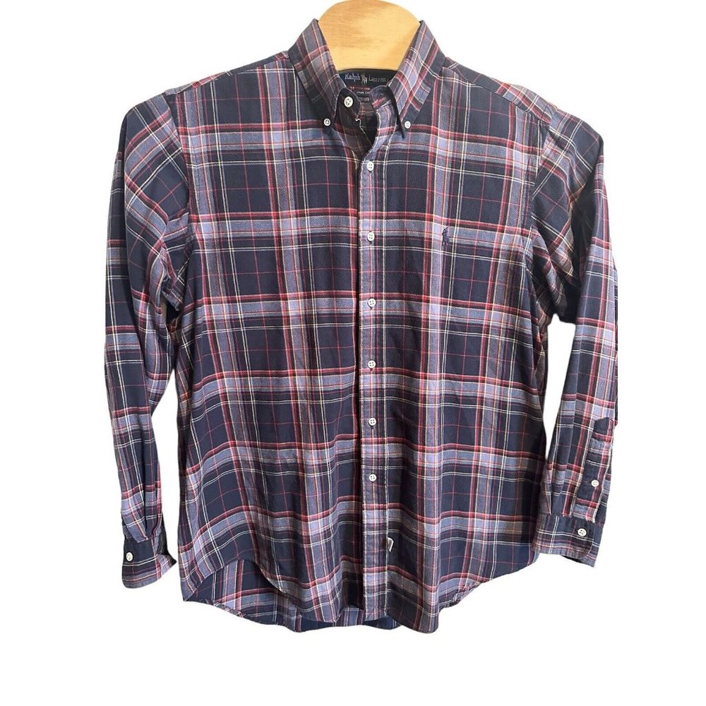 Ralph Lauren Lightweight Flannel Plaid Button Down Men's Large Long Sleeve